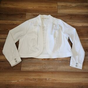 Soft Surroundings Bolero Jacket Women's 1X White Stretch Denim